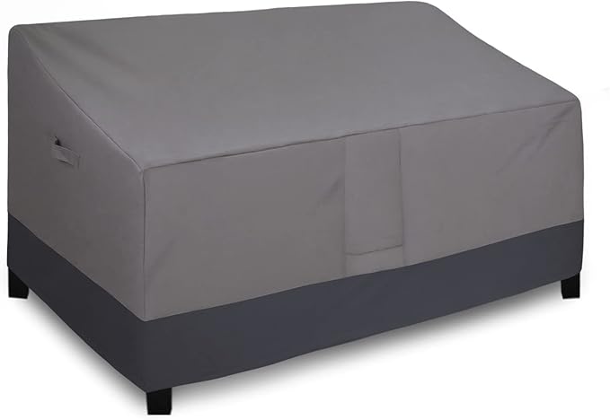 Easy-Going Waterproof Outdoor Loveseat Cover, Heavy Duty 2-Seater Patio Couch, Windproof Furniture With Air Vent (90Wx35Dx32H inch, Gray/Dark Gray)