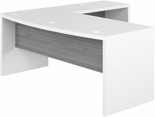 Bush Furniture L Shape Desk with Wire Management | Echo Collection Corner Bow Front Table for Home Office with Quick-to-Assemble Hardware | 72Wx77Lx30H