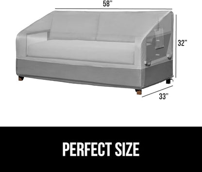 GORILLA GRIP Waterproof Large Outdoor Patio Sofa Cover, 58 Inch, Adjustable Furniture Covers Sets for Winter, Keep Cushions Dry, Protects from Sun, Snow, Rain, Windproof, UV Coated, 1 Pack