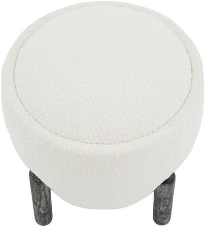 SAFAVIEH Couture Collection Clarabella Ivory Boucle/Black Round Upholstered Footrest Ottoman (Fully Assembled)