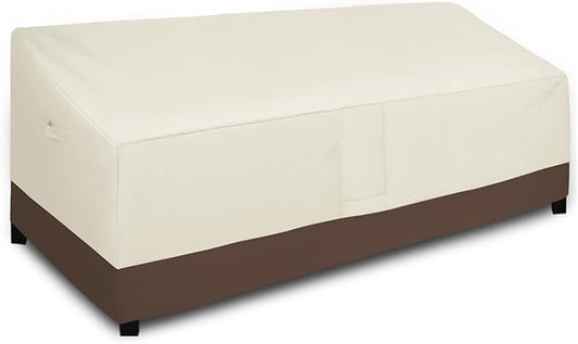 Easy-Going Waterproof Outdoor Couch Cover, Heavy Duty 3-Seater Patio Sofa Cover, Winchdproof Outdoor Furniture Cover with Air Vent (104Wx32.5Dx33H inch, Beige/Dark Brown)