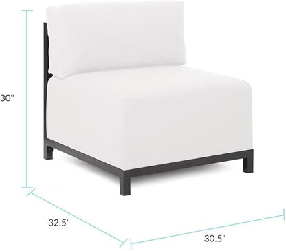 Howard Elliott Axis Chair with Cover for Both Indoor & Outdoor Seating, Cushioned Chair & Seating Titanium Frame Chair for Living Room, Office and Bedroom, 30.5 x 32.5 x 30 Inches, Seascape Natural