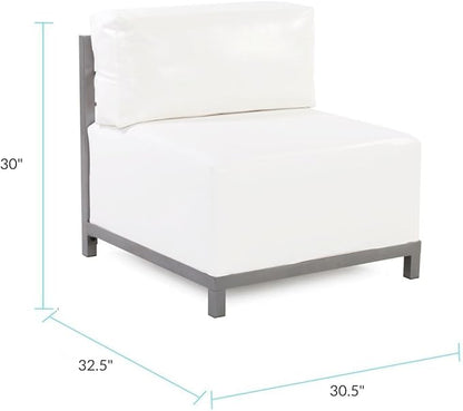 Howard Elliott Axis Modern Patio Chair, Titanium Frame, Atlantis White, Gusseted Back Cushions, Hand-Painted Finish, 30.5 x 32.5 x 30 Inches
