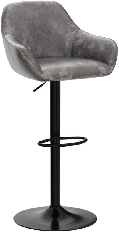 Yaheetech Bar Stools Set of 4, PU Leather Swivel Counter Height Barstools, Adjustable Bar Chairs with Backrest and Footrest, Kitchen Island Stool for Home Kitchen, Grey