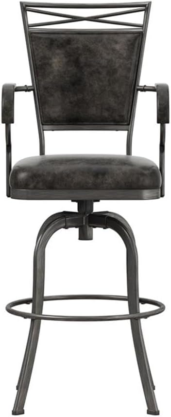 Hillsdale Bridgetown Metal Bar Height Swivel Stool, Pewter