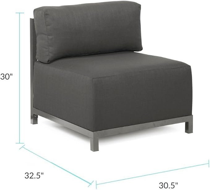 Howard Elliott Axis Chair with Cover for Both Indoor & Outdoor Seating, Cushioned Chair & Seating Titanium Frame Chair for Living Room, Office and Bedroom, 30.5 x 32.5 x 30 Inches, Sterling Charcoal