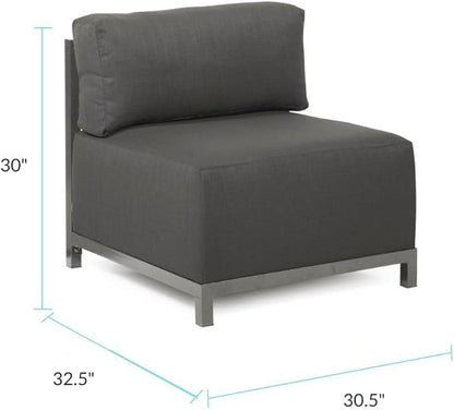 Howard Elliott Axis Chair with Cover for Both Indoor & Outdoor Seating, Cushioned Chair & Seating Titanium Frame Chair for Living Room, Office and Bedroom, 30.5 x 32.5 x 30 Inches, Sterling Charcoal