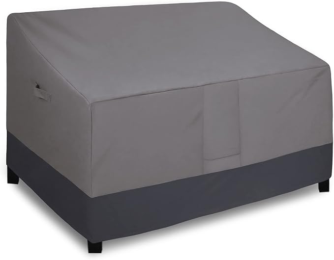 Easy-Going Heavy Duty 2 Seater Outdoor Loveseat Cover, Waterproof Windproof Patio Furniture Sofa Cover with Air Vent (76Wx32.5Dx33H inch, Gray/Dark Gray)