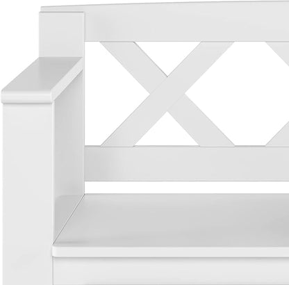 SIMPLIHOME Amherst Entryway Storage Bench - 36 inch Wide Solid Wood Small Hallway Seat in White, Transitional Bench for Entryway or Living Room with Lift-Up Lid and Compact Storage