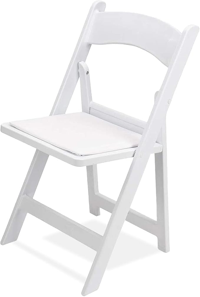 EventStable Titan PRO Resin Folding Chair - White Indoor Outdoor Lightweight Padded Folding Chair for Weddings Parties Events - 100 Pack