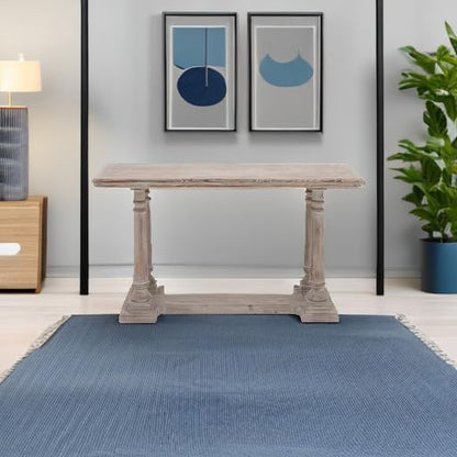 Benzara Deco 79 Wood Console Table with Distressed Accents, 52" x 18" x 30", Light Brown