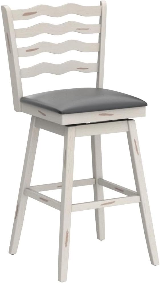 COSTWAY Bar Stools Set of 2, 29” 360° Swivel Bar Height Chairs with Rubber Wood Frame, Cushioned Seat, Ergonomic Backrest & Footrest, Wooden Upholstered Barstools for Kitchen Island (2, 29”)