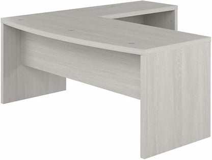 Bush Furniture L Shape Desk with Wire Management | Echo Collection Corner Bow Front Table for Home Office with Quick-to-Assemble Hardware | 72Wx77Lx30H