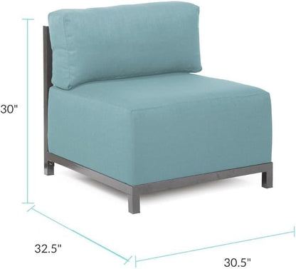 Howard Elliott Axis Chair with Cover for Both Indoor & Outdoor Seating, Cushioned & Seating Titanium Frame for Living Room, Office and Bedroom, 30.5 x 32.5 x 30 Inches, Sterling Breeze