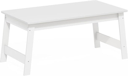 Furinno Beginning Coffee Table, Modern Coffee Table with H-Legs, Side Table, for Living Room, Bedroom, Home Office, White