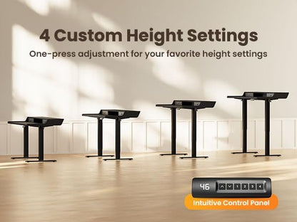 ErGear Electric Standing Desk with Drawers, 63″ x 28″ Gaming Table Compatible Monitor Stand, Stand up Desks, Home Office Height-Adjustable Desk with Storage Shelf, 4 Preset Heights, Black