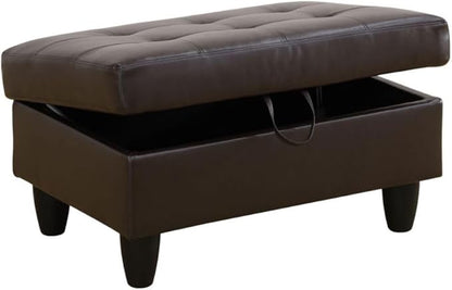 Ottoman Storage Ottoman Bench Faux Leather Footrest Footstool with Hinged Lid for Living Room, Bedroom, Entryway, Brown, 35"X23"X17"