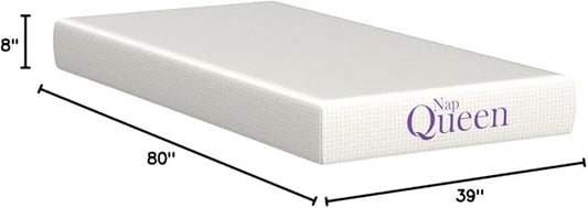 NapQueen 8 Inch Twin-XL Size Mattress, Bamboo Charcoal Memory Foam Mattress, Bed in a Box, White