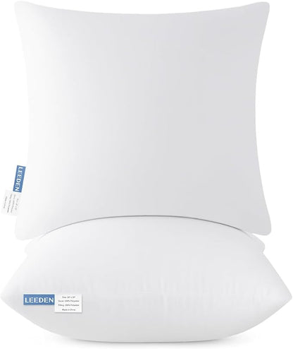 Leeden 26x26 Pillow Inserts, 26 Inch Decorative Throw Pillow Inserts, Soft Fluffy Square Throw Pillows for Couch, Sofa, Bed, and Home Decor White Pillows Pack of 2