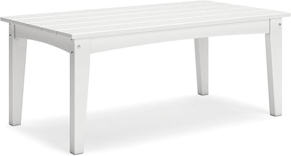 Signature Design by Ashley Hyland Wave Modern Weather Resistant HDPE Outdoor Coffee Table, White