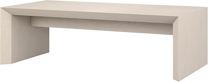 Henn&Hart 48" Rectangular Low-Profile Coffee Table for Living Room, Family Room, or Office, Alder White