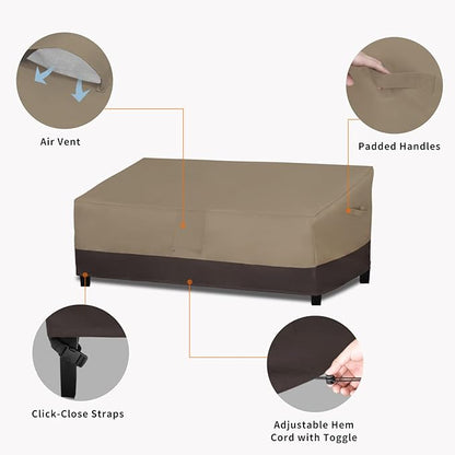 Easy-Going Waterproof Outdoor Couch Cover, Heavy Patio Furniture Sofa Cover Windproof Durable (104Wx40Dx33H inch,Camel/Dark Brown)