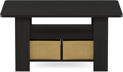 Furinno Coffee Table with Bins, Espresso/Brown