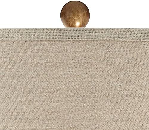 Possini Euro Design Kingston Mid Century Modern Table Lamp 32 3/4" Tall White Grooved Patterned Ceramic Taupe Drum Shade for Bedroom Living Room House Bedside Nightstand Home Office Entryway Family