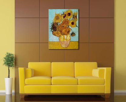 Wieco Art Sunflower Large Canvas Prints Wall Art by Vincent Van Gogh Oil Paintings Reproduction Modern Stretched and Framed Floral Giclee Flowers Pictures Artwork for Bedroom Home Office Decor