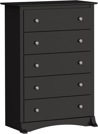 Prepac Sonoma Superior 5-Drawer Dresser for Bedroom - Spacious and Stylish Chest of Drawers, Measuring 17.75"D x 31.5"W x 44.75"H, In Black Finish