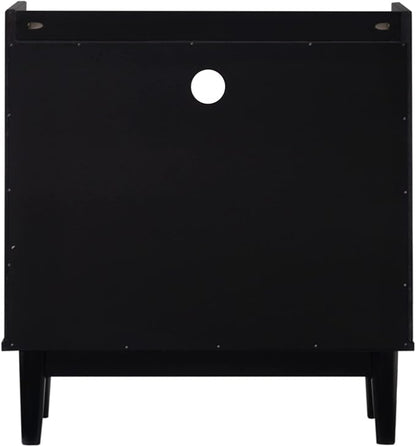Walker Edison Blythe Mid-Century Modern Tray-Top Storage Nightstand 25 Inch Black