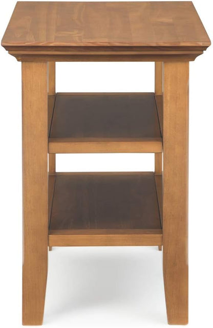 SIMPLIHOME Acadian 14-inch Wide Solid Wood Narrow End Table in Light Golden Brown, Transitional-Style Side Table for Living Room, Bedroom, or Family Room with 2 Open Shelves