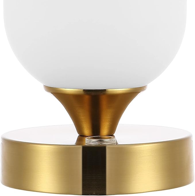 JONATHAN Y JYL7111C Eli 8" Modern Minimalist Iron Rechargeable Integrated LED Table Lamp Contemporary Bedside Desk Nightstand Lamp for Bedroom Living Room Office, Brass Gold/White