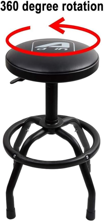 PONO 300-Pound Adjustable Height Bar Stool, Pneumatic Swivel Bar Stool, 360 Degree Swivel, Heavy Duty Steel Frame Stool Perfect for Home, Bar, Garage and Shop, Black