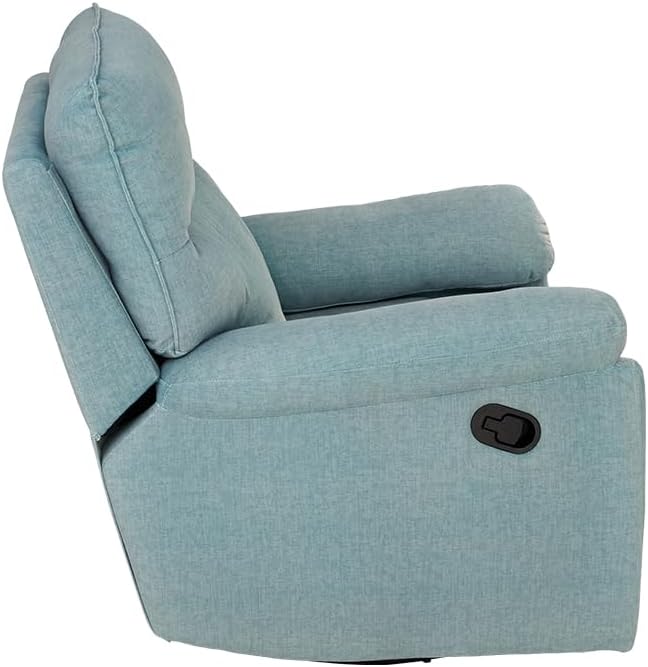 Reclining Sofa Rocking Recliner Chair Manual Adjustable 360 Swivel with Ergonomics Overstuffed Lumbar Arm Support Natural Fabric Surface Made for Living Room, Bedroom, Nursery, Turquoise