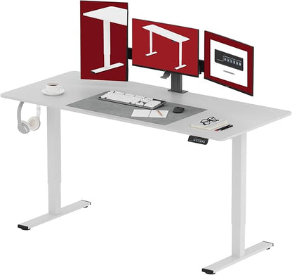 SANODESK Electric Standing Desk 71x32 Inch Height Adjustable Stand Up Desk Home Office Computer Workstation Sit Stand Home Office Desk with Splice Board (White Frame + White Top)