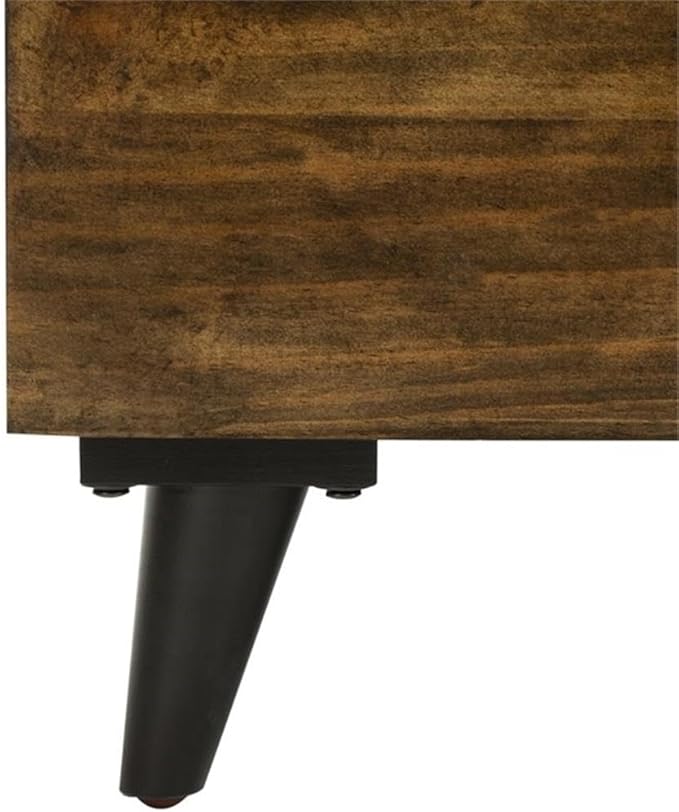 Safavieh Home Collection Liam Light Beige and Dark Oak Tufted Cocktail Ottoman