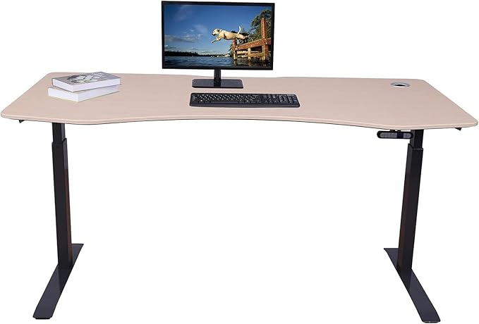 ApexDesk Elite Pro Series 71" x 33" Electric Height Adjustable Stand up Desk, Sit Stand Home Office Desk, Computer Desk - Curved Oak/Black
