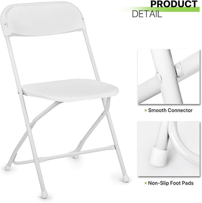 Magshion Plastic Folding Chairs 4 Pack White Foldable Dinning Chairs for Wedding Parties Event Outdoor Indoor Lightweight Chair 330lbs Capacity