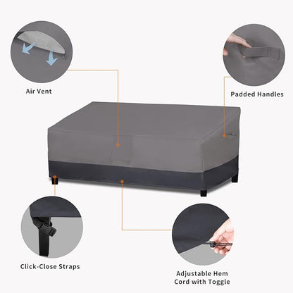 Easy-Going Waterproof Outdoor Couch Cover, Heavy Patio Furniture Sofa Cover Windproof Durable (104Wx40Dx33H inch,Gray/Dark Gray)