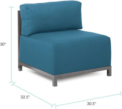 Howard Elliott Axis Chair with Cover for Both Indoor & Outdoor Seating, Cushioned Chair & Seating Titanium Frame Chair for Living Room, Office and Bedroom, 30.5 x 32.5 x 30 Inches, Seascape Turquoise