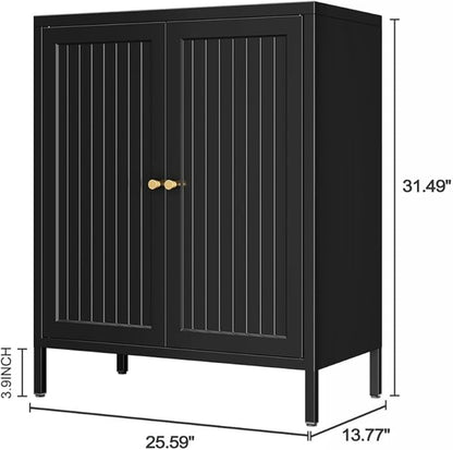 Small Storage Cabinet, Metal Cabinets with Doors and Shelves, Modern Accent Cabinets with high feet and Locker, Coffee Bar with Storage for Home,Office,Kitchen,Bathroom,Dining Room