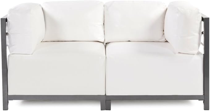 Howard Elliott Axis Modern Patio Chair, Titanium Frame, Atlantis White, Gusseted Back Cushions, Hand-Painted Finish, 30.5 x 32.5 x 30 Inches