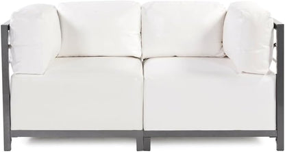 Howard Elliott Axis Modern Patio Chair, Titanium Frame, Atlantis White, Gusseted Back Cushions, Hand-Painted Finish, 30.5 x 32.5 x 30 Inches