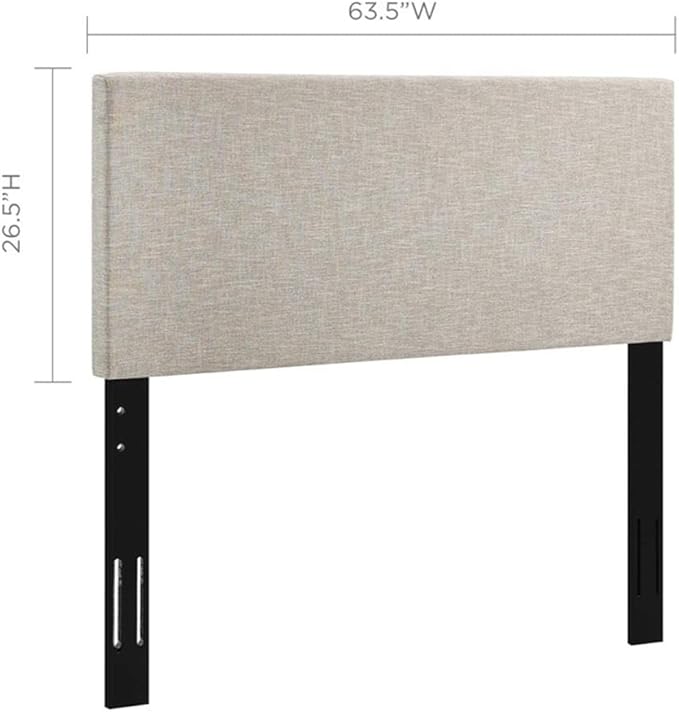 Pemberly Row Full/Queen Upholstered Linen Fabric Headboard in Beige