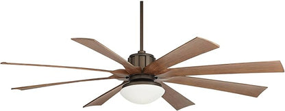 Possini Euro Design 70" Defender Modern Industrial Outdoor Ceiling Fan with LED Light Remote Control Oil Rubbed Bronze Koa Opal Glass Damp Rated for Patio Exterior House Home Porch Gazebo Garage