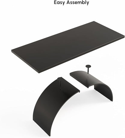 homary 70.9" Industrial Executive Desk, Black Top Desk Modern Home Desk with Arched Design Legs for Study, Office, Home Office