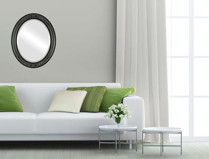 OVALCREST Oval Beveled Wall Mirror for Home Decor - Florence Style - Hunter Green - 34" x 28"