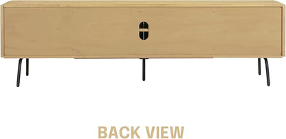 NTC Veil TV Stand with 4 Doors for TVs up to 75’’, Media Console with Vertical Groove Design and Metal Legs, Modern Entertainment Center for Living Room and Bedroom, Effortless Assembly, Sand