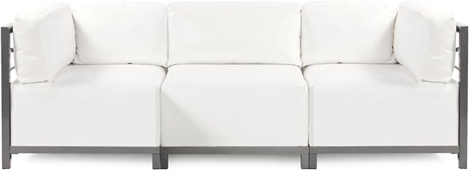 Howard Elliott Axis Modern Patio Chair, Titanium Frame, Atlantis White, Gusseted Back Cushions, Hand-Painted Finish, 30.5 x 32.5 x 30 Inches